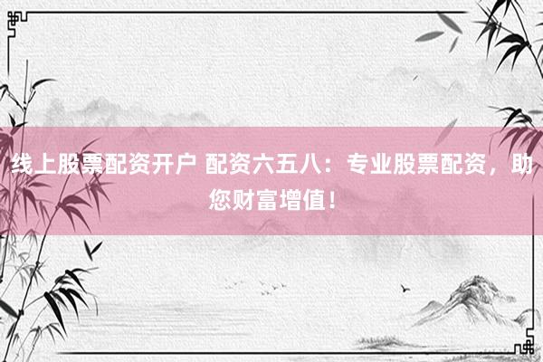 线上股票配资开户 配资六五八：专业股票配资，助您财富增值！