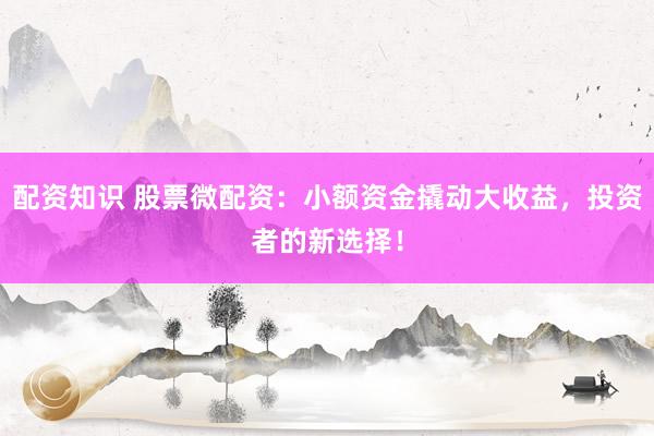 配资知识 股票微配资：小额资金撬动大收益，投资者的新选择！
