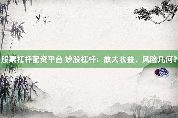 股票杠杆配资平台 炒股杠杆：放大收益，风险几何？