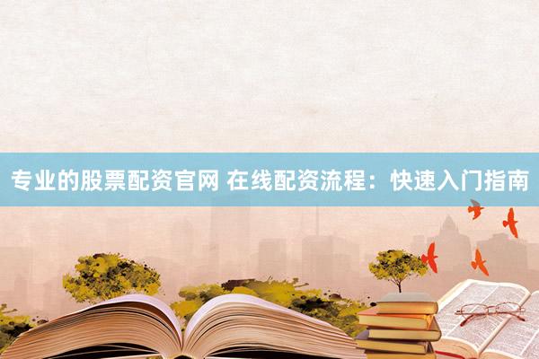 专业的股票配资官网 在线配资流程：快速入门指南