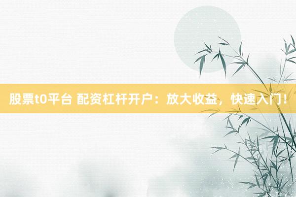 股票t0平台 配资杠杆开户:放大收益,快速入门!