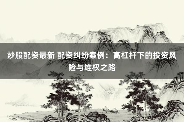 炒股配资最新 配资纠纷案例:高杠杆下的投资风险与维权之路