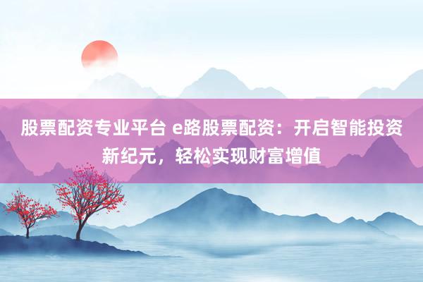 股票配资专业平台 e路股票配资:开启智能投资新纪元,轻松实现财富增值