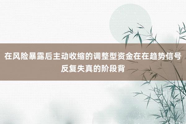 在风险暴露后主动收缩的调整型资金在在趋势信号反复失真的阶段背