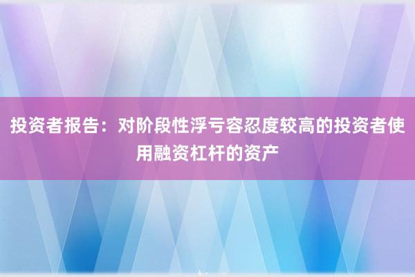 投资者报告:对阶段性浮亏容忍度较高的投资者使用融资杠杆的资产