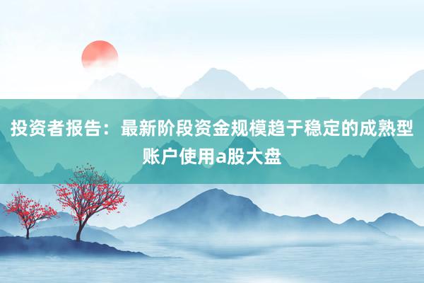 投资者报告：最新阶段资金规模趋于稳定的成熟型账户使用a股大盘