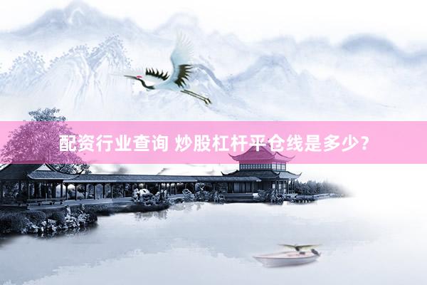 配资行业查询 炒股杠杆平仓线是多少？