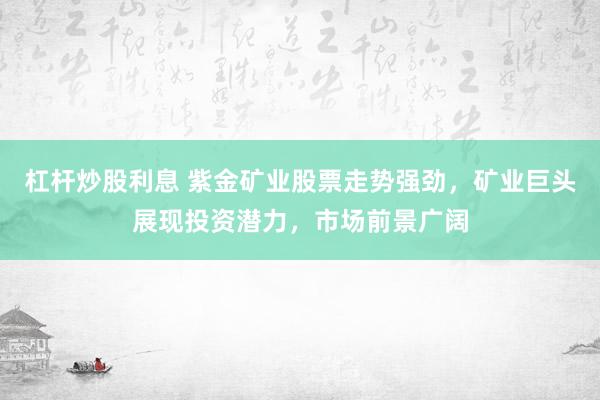 杠杆炒股利息 紫金矿业股票走势强劲,矿业巨头展现投资潜力,市场前景广阔
