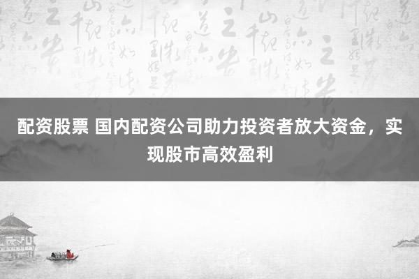 配资股票 国内配资公司助力投资者放大资金，实现股市高效盈利