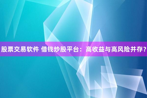 股票交易软件 借钱炒股平台：高收益与高风险并存？